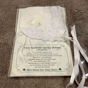 NWT Irish baby bonnet